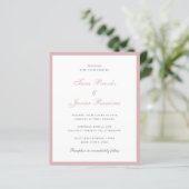 Einfache Dusty Rose Pink Budget Einladung Hochzeit (Stehend Vorderseite)