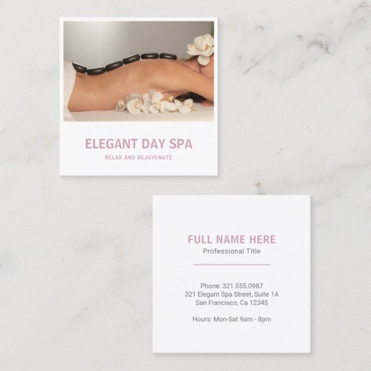 Einfache Dusty Rose Rosa Eleganter Wellness-Center Quadratische Visitenkarte (Vorne/Hinten)