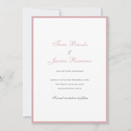Einfache Dusty Rose Rosa Formal Elegante Hochzeit Save The Date