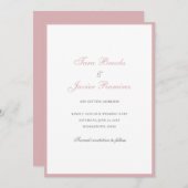 Einfache Dusty Rose Rosa Formal Elegante Hochzeit Save The Date (Vorne/Hinten)