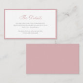 Einfache Dusty Rose Rosa Formal Wedding Details EN Begleitkarte (Vorne/Hinten)