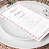 Einfache Dusty Rose Rosa Weißes Hochzeitmenü Elega Menükarte