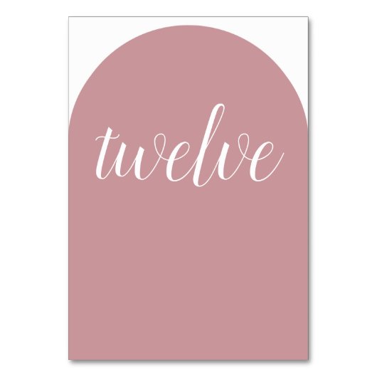 Einfache Dusty Rose Rounded Tischnummer (Vorderseite)