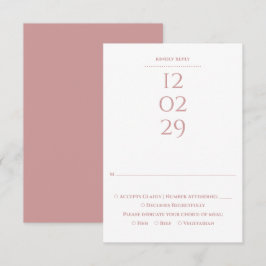 Einfache Dusty Rose Special Date Hochzeit RSVP Karte