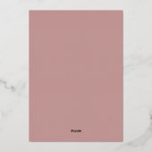Einfache Dusty Rose und Rose Goldene Snowflake Hoc Folieneinladung (Rückseite)