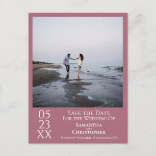 Einfache Dusty-Rose Wedding Save the Date Foto Postkarte