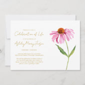 Einfache Echinacea Lebensfeier Beerdigung Einladung (Vorderseite)