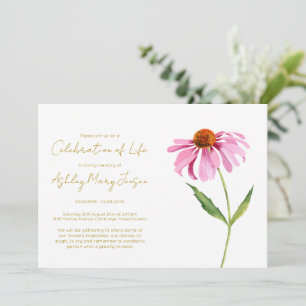 Einfache Echinacea Lebensfeier Beerdigung Einladung