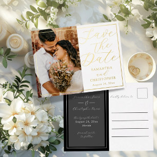 Einfache ECHTE FOLIE Save the Date Hochzeit Folien Feiertagspostkarte