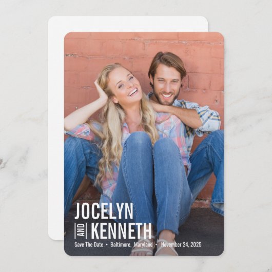 Einfache, EDITABLE-FARBkarte Save the Date Dankeskarte (Vorne/Hinten)