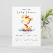Einfache Editable Giraffe Babydusche Einladung (Stehend Vorderseite)