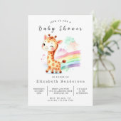 Einfache Editable Giraffe Babydusche Einladung (Stehend Vorderseite)