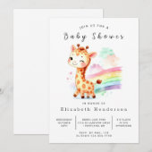 Einfache Editable Giraffe Babydusche Einladung (Vorne/Hinten)