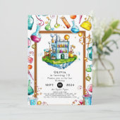 Einfache Editable Magic Scientist zum Geburtstag Einladung (Stehend Vorderseite)