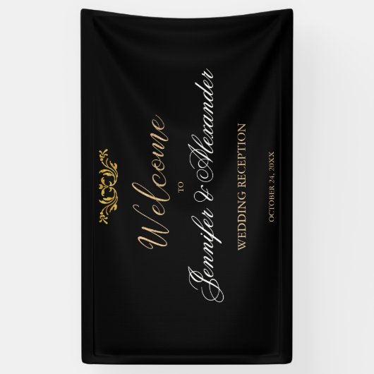 Einfache editierbare Luxushochzeit mit schwarzem G Banner (Vertikal)