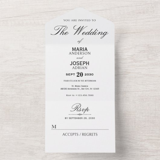 Einfache Eheschließung All In One Einladung (Innen Boden)