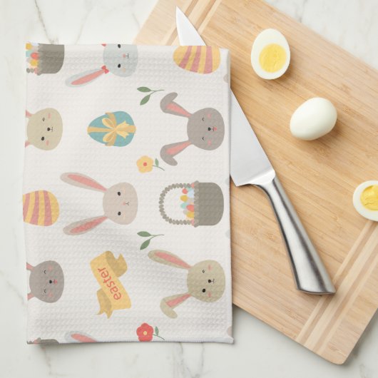 Einfache Eier und Geschirrtuch Häschen-Ostern | (Viertel Falte)