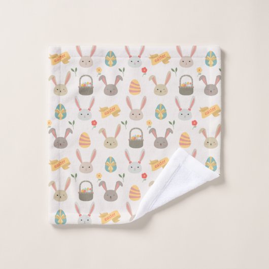 Einfache Eier und Tuch-Set Häschen-Ostern | Badhandtuch Set (Waschlappen)