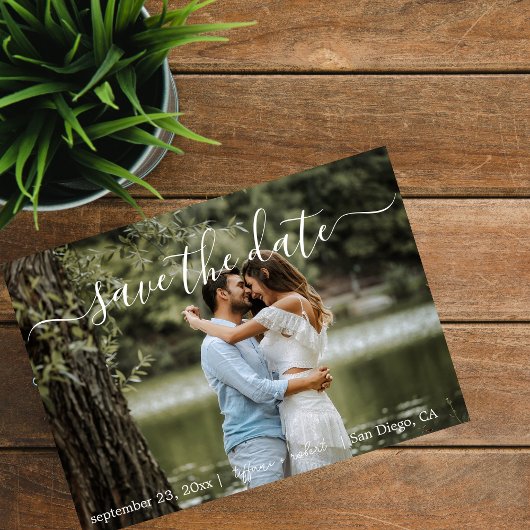 Einfache Ein-Foto-Moderne Schrift Save The Date