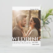 Einfache Eindeutige QR-Foto-Hochzeitseinladung Einladung (Stehend Vorderseite)