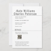 Einfache Eindeutige QR-Foto-Hochzeitseinladung Einladung (Rückseite)