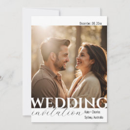 Einfache Eindeutige QR-Foto-Hochzeitseinladung Einladung