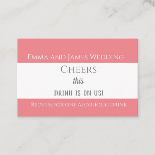Einfache einfache rosa Brautgetränke Visitenkarte (Vorderseite)
