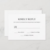 Einfache einfache Schwarz-Weiß-Hochzeit-RSVP RSVP Karte (Vorne/Hinten)