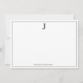 Einfache einfache Schwarze Monogramm-Quadratgrenze Mitteilungskarte (Vorderseite)