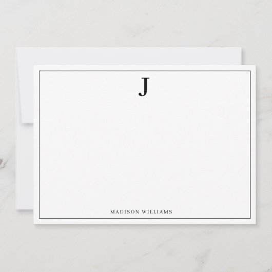 Einfache einfache Schwarze Monogramm-Quadratgrenze Mitteilungskarte (Vorderseite)