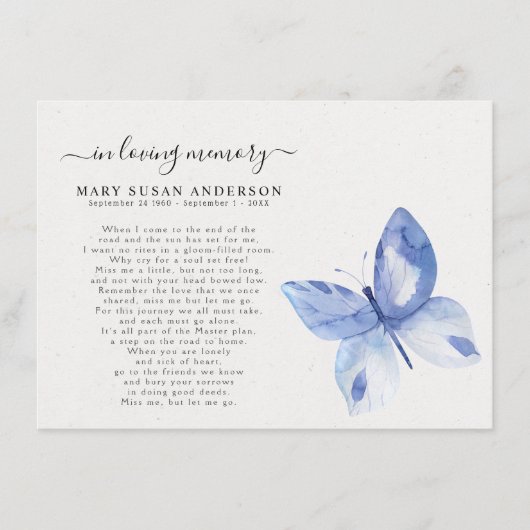 Einfache Einfügung des Blue Butterfly-Membership-D Begleitkarte (Vorderseite)