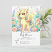 Einfache Einhorn-Babydusche Einladung (Stehend Vorderseite)