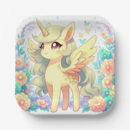 Einfache Einhorn-Babydusche Pappteller