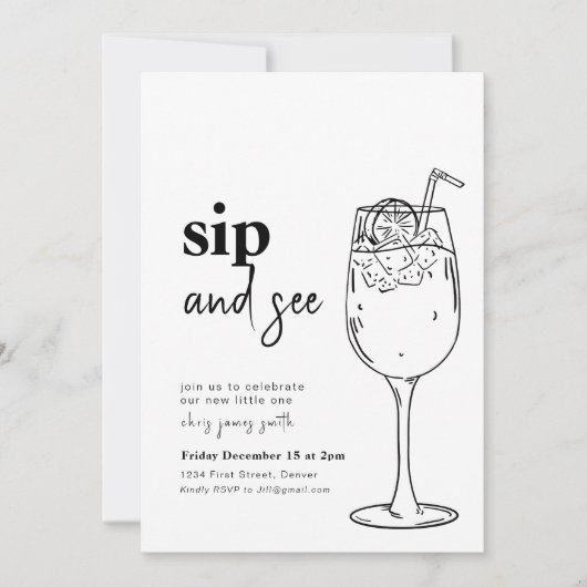 Einfache Einladung der Babydusche (Vorderseite)