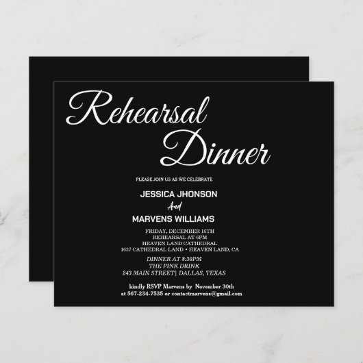 Einfache Einladung der schwarzen Probe (Vorne/Hinten)