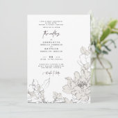 Einfache Einladung der vom Stift Gezeichnet Blumen (Stehend Vorderseite)