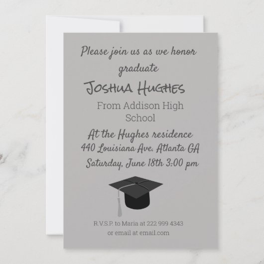 Einfache Einladung des Abschlusses (Rückseite)