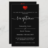 Einfache Einladung des modernen Roten Herzens Schw Briefpapier (Vorne/Hinten)