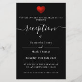 Einfache Einladung des modernen Roten Herzens Schw Briefpapier (Vorderseite)