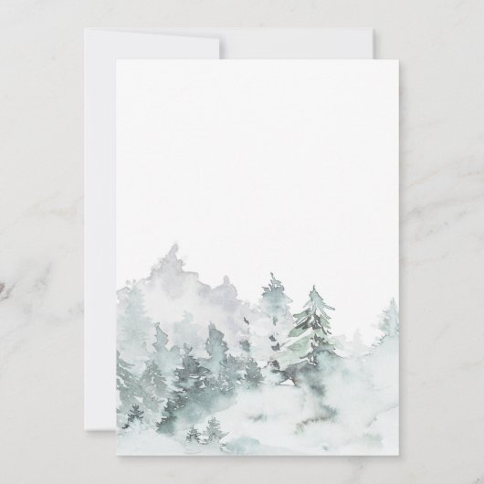 Einfache Einladung des Wasserfarbenwaldes (Rückseite)