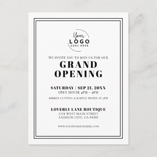 Einfache Einladung für das Logo-Business Postkarte (Vorderseite)