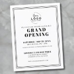 Einfache Einladung für das Logo-Business Postkarte<br><div class="desc">Eine elegante und minimalistische Einladung, die für eine große Öffnung, Produkteinführung oder Markenveranstaltung konzipiert ist. Das Layout ist weiß, mit schwarzer Serifentypografie, die schlichte und grobkörnige Schriftart-Stile für einen beruflichen und zeitlosen Look kombiniert. Ein einfacher Doppelrahmen verleiht eine elegante Touch, ohne das Design zu überfordern. Fügen Sie Ihr Logo oben...</div>