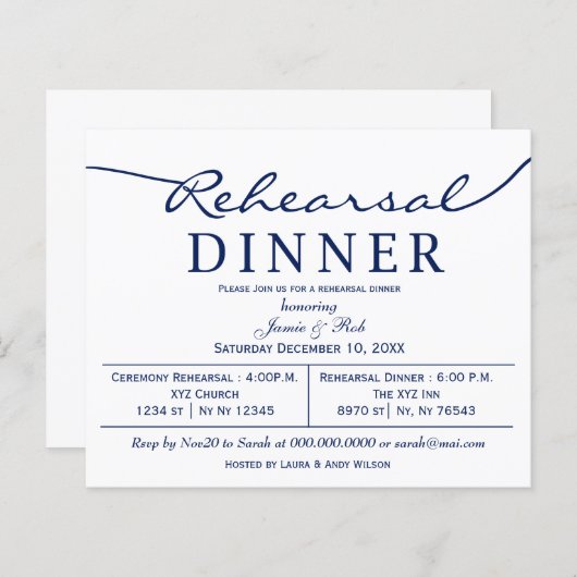 Einfache Einladung für das Probe der Marine (Vorne/Hinten)