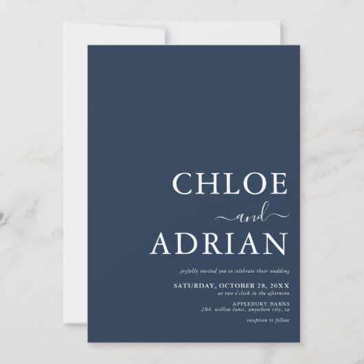 Einfache Einladung für die Blaue Hochzeit der Mari (Vorderseite)