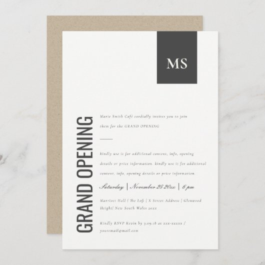 Einfache Einladung für die Geschäftsmonographie (Vorne/Hinten)