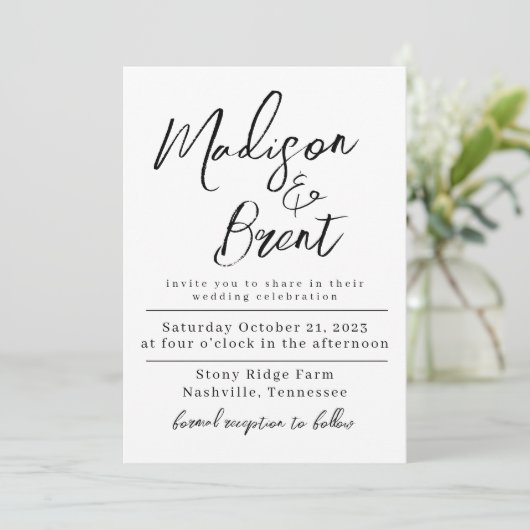 Einfache Einladung für Mimimalisten außerhalb des (Stehend Vorderseite)