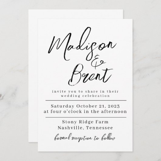 Einfache Einladung für Mimimalisten außerhalb des (Vorne/Hinten)