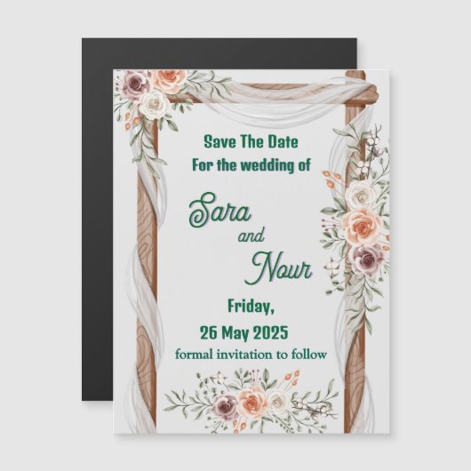 Einfache Einladung Hochzeit Magnetkarte (Vorne/Hinten)