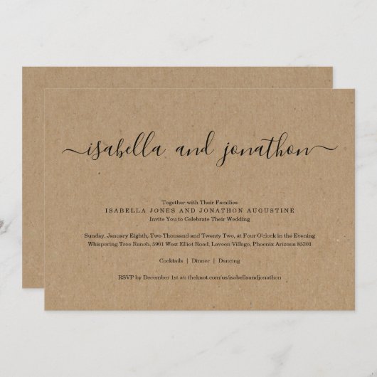 Einfache Einladung mit UAWG - Kraftpapier (Vorne/Hinten)