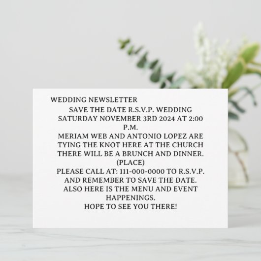 EINFACHE EINLADUNG Postkarte (Stehend Vorderseite)